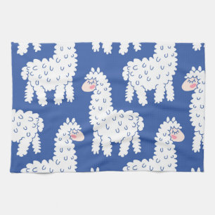 Cartoon lama alpaca, Vintage Muster Geschirrtuch