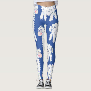 Cartoon lama alpaca, Vintage Muster Leggings