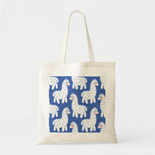 Cartoon lama alpaca, Vintage Muster Tragetasche