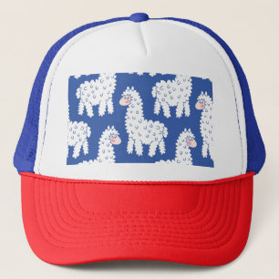 Cartoon lama alpaca, Vintage Muster Truckerkappe