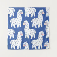 Cartoon lama alpaca, Vintage Muster