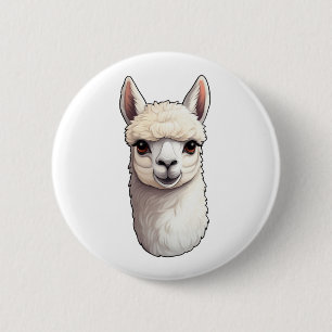 Cartoon Lama Illustration Button