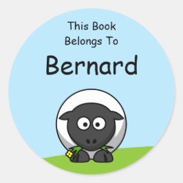 Cartoon Lamb Dieses Buch gehört Runder Aufkleber