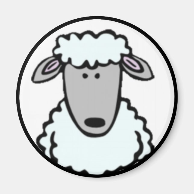 Cartoon Lamb-Gesicht Magnet (Vorne)
