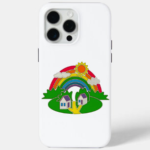 Cartoon Landschaft mit Regenbogen und Landhaus Case-Mate iPhone Hülle