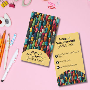 Cartoon Lehrerin Careon Pattern Visitenkarte