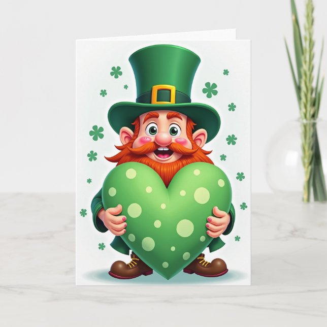 Cartoon Leprechaun Heart Card Karte (Vorderseite)