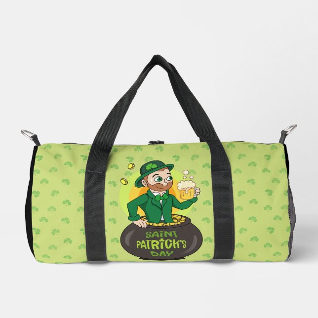 Cartoon leprechaun in einem Topf mit einem Pint Duffle Bag (Vorderseite)