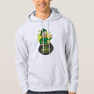Cartoon leprechaun in einem Topf mit einem Pint Hoodie