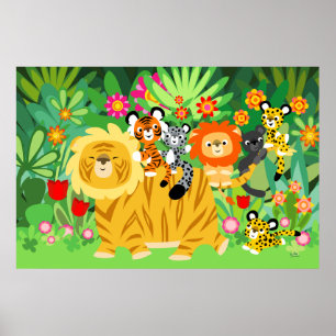Cartoon Liger and Friends Poster