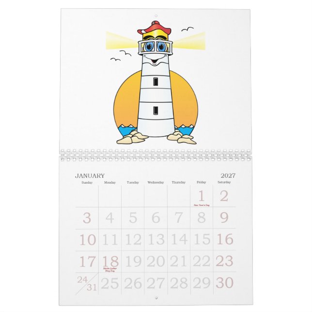 Cartoon Lighthouse-Kalender Kalender (Jan 2027)