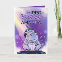 Cartoon Lila Dj Hippo Geburtstag