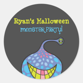 Cartoon Lila Monster Alien Kids Halloween-Party Runder Aufkleber