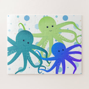Cartoon Lila Octopus Tier Puzzle