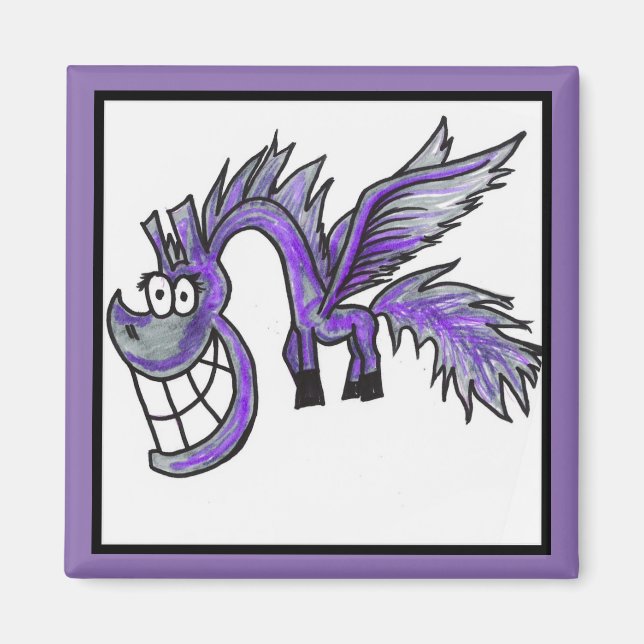 Cartoon lilac Pegasus Magnet (Vorne)