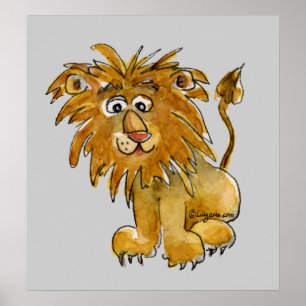 Cartoon Lion Poster Print