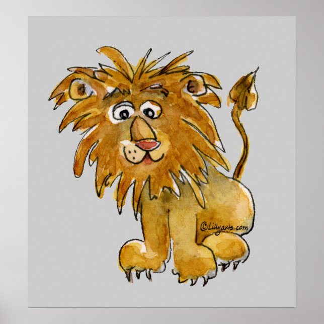 Cartoon Lion Poster Print (Vorne)