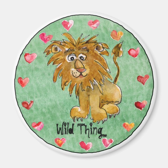 Cartoon Lion Runde Personalisierte Magnete (Vorne)