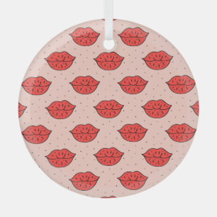 Cartoon-Lippen: feministische Kritzelmuster. Ornament Aus Glas