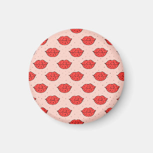 Cartoon Lippen: feministisches Doodle-Muster. Magnet