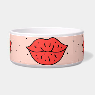 Cartoon Lippen: feministisches Doodle-Muster. Napf