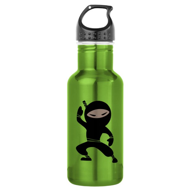 Cartoon Little Ninja Krieger Edelstahlflasche (Vorderseite)