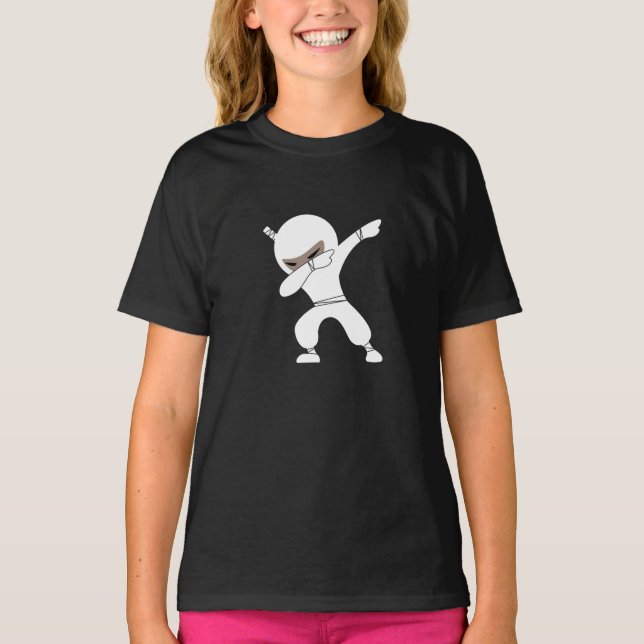 Cartoon Little Ninja Krieger T-Shirt (Vorderseite)
