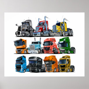 Cartoon-LKW Poster
