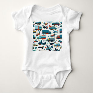 Cartoon-LKWs Flugzeug Baby Bodysuit Baby Strampler