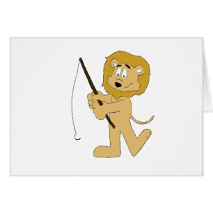 Cartoon-Löwe mit a-Fischerei Pole
