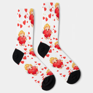 Cartoon lustige Engel spielen für Liebe dich Socken