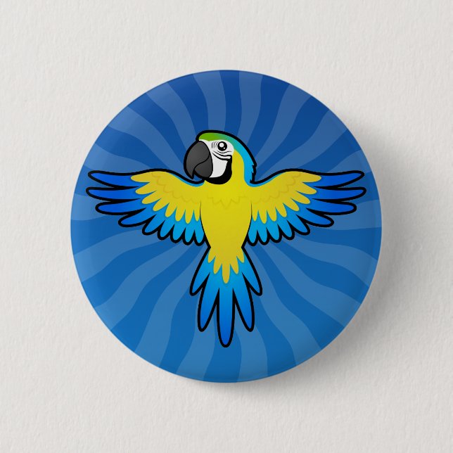 Cartoon-Macaw/Papagei Button (Vorderseite)