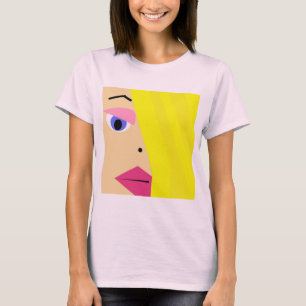 Cartoon-Mädchen-abstrakter Gesichts-T - Shirt