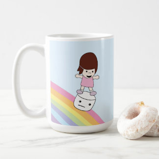 Cartoon-Mädchen auf Eibisch-Tasse des Regenbogen-w Kaffeetasse