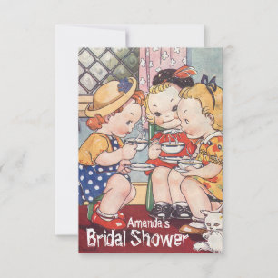 Cartoon Mädchen Brautparty, Junggeselinnen-Abschie Einladung