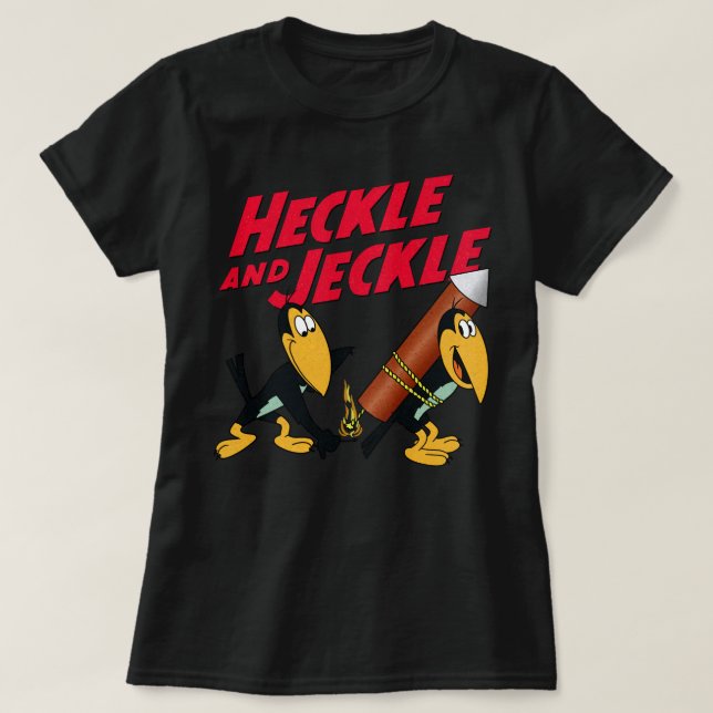 Cartoon-Magpie-Zeichen Heckle und Jeckle und Lo T-Shirt (Design vorne)