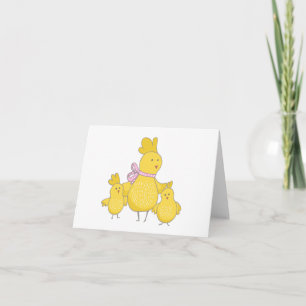 Cartoon Mama Hen mit Chicks BLANK Karte