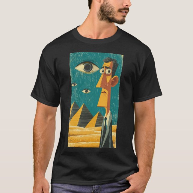 Cartoon Man at Pyramids T-Shirt (Vorderseite)