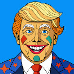 Cartoon Man Dartscheibe<br><div class="desc">Ein Cartoon mit blonden Haaren mit einem Clowngesicht, der einen Anzug trägt.</div>