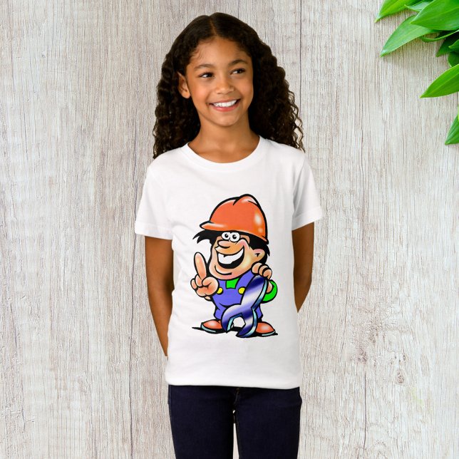 Cartoon Man in einem Hard Hat Girls T - Shirt (Von Creator hochgeladen)