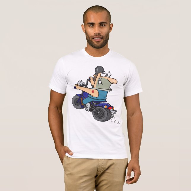 Cartoon Man On A Motorcycle Mens T-Shirt (Vorne ganz)