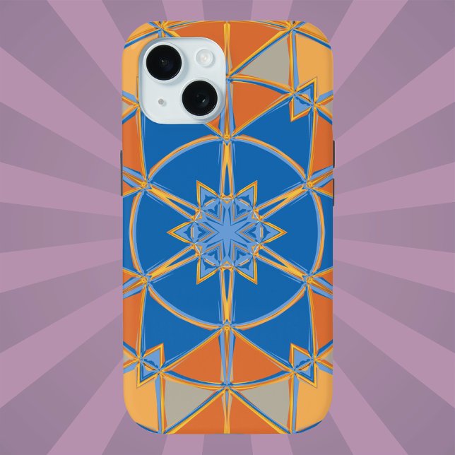 Cartoon Mandala Blauer Orange und Gelb Case-Mate iPhone Hülle (Von Creator hochgeladen)