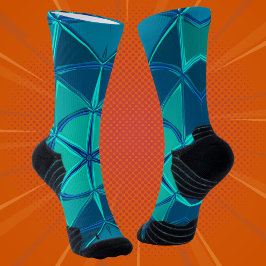 Cartoon Mandala Blue Socken