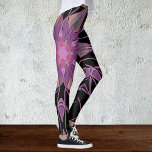 Cartoon Mandala Blume Black Lila und rosa Leggings<br><div class="desc">Dieses trendige Mandala Blume Design ist in Schwarz,  lila und Rosa in einem Cartoon-Stil gehalten. Trippige geometrische Visuals für den modernen Hippie oder Liebhaber lebendiger Farben!</div>