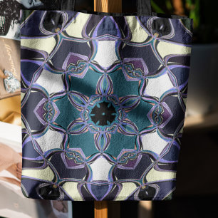 Cartoon Mandala Blume Blau Lila Schwarz und Weiß