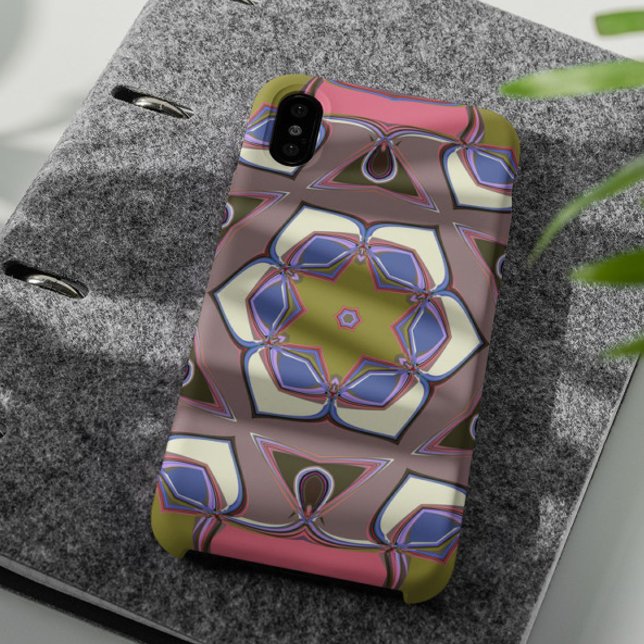 Cartoon Mandala Blume Blau Rosa und Gelb Case-Mate iPhone Hülle (Von Creator hochgeladen)