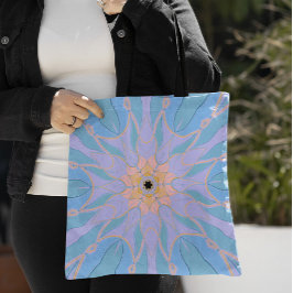 Cartoon Mandala Blume Blau und Gelb