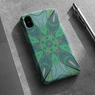 Cartoon Mandala Blume Blau und Grün Case-Mate iPhone Hülle
