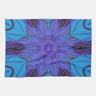 Cartoon Mandala Blume Blau und Lila Geschirrtuch