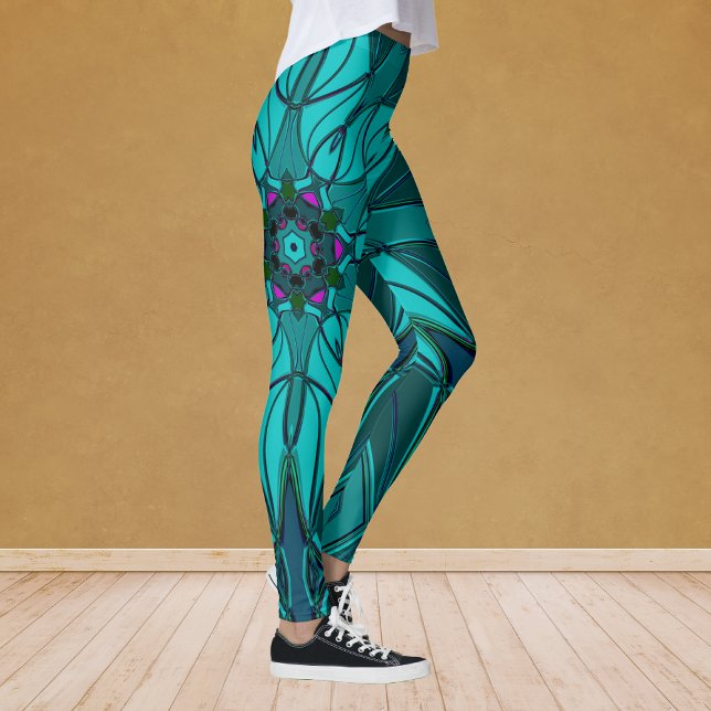 Cartoon Mandala Blume Blue Leggings (Von Creator hochgeladen)